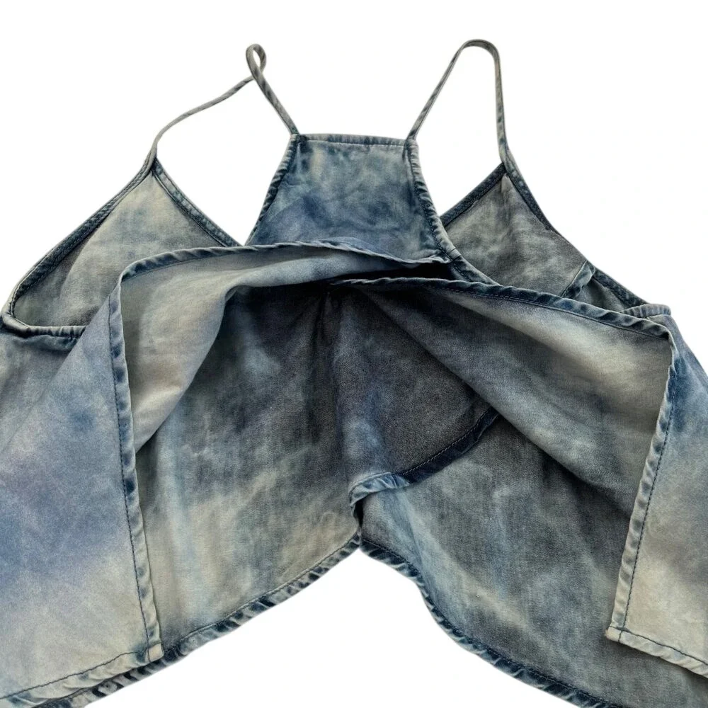 Mebon Womens Y2K Style‎ Blue Marble Butterfly Crop Top, Y2K Blue Denim Tops 135 - Picture 4 of 6